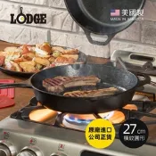 美國LODGE 美國製圓形鑄鐵橫紋煎鍋/烤盤-27cm (適用型號L8IC3鍋蓋/L8GP3)