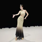 🔥桃園出貨🔥 傣族舞演出服 表演服 練功服 魚尾裙 孔雀舞服 顯瘦 修身 新款傣族舞蹈演出服民族舞孔雀舞魚尾裙藝考表