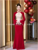 🔥【台灣熱賣】 敬酒服新娘2026新款紅色魚尾套裝婚禮服裝中式輕奢高級感回門旗袍