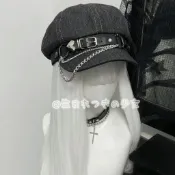 氣質百搭女帽👒1Gangster Inn原創亞文化貝雷帽金屬酷牛仔灰甜酷帽子y2k畫家帽抗uv透氣帽 太陽帽 寬鬆女帽