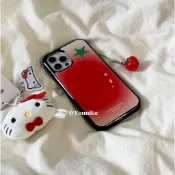 韓系時髦小眾氛圍感暈染西紅柿黑邊ins風簡約少女心適用iphone16promax/15pro蘋果14/13/12手機殼