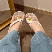 Plumeria flower polka dot flip-flops for women, new popular 