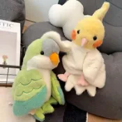 小鳥鸚鵡手偶玩具布娃娃腹語手偶鳥類貓頭鷹孔雀大嘴鳥毛絨小女孩