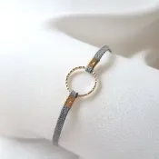 簡約 刻痕 金屬圈 麂皮繩 細環 (灰)