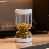 jiadass Oreilet 泡菜罐便攜式塑膠乾濕液體分離器帶叉子用於家庭廚房儲存泡菜橄欖和沙拉