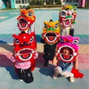 【臺灣出貨】獅子頭 舞龍舞獅 醒獅 舞獅子道具套裝 舞獅頭鼓 214嵗 幼兒園表演 小獅頭玩具 6寸 鼓 toy 醒獅擺