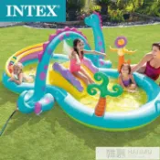 林之舍家居 INTEX57135恐龍八字噴水滑梯充氣池戲水池兒童家庭游泳池海洋球池 中秋節特惠