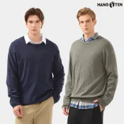 【Hang Ten】男裝-喀什米爾混紡圓領毛衣(多色選)