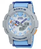 BABY-G CASIO 卡西歐少女時代春季淺灰天藍搭配路跑專用運動雙顯電子腕錶 型號：BGA-185-2A【神梭鐘錶】