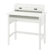 【IKEA 宜家家居】BRYTNING 書桌/工作桌附延伸層架，白色，85x53 公分