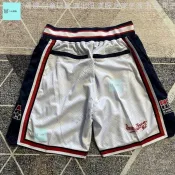 球褲 高品質 經典復古口袋刺繡美國運動夢幻隊1992五分褲復古白色球美式短褲 L TT CCS