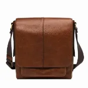【FOSSIL】Kayden 真皮男士斜背包-深棕色 SBG1324201