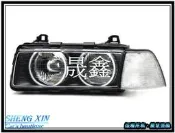 《晟鑫》全新 BMW E36 2D 3D 4D 玻璃魚眼大燈 91~98年 CCFL 雙光圈 黑底 含黃角燈 白角燈