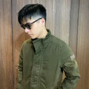 美國百分百【Abercrombie & Fitch】軍裝立領外套 工裝 夾克 騎士 AF 麋鹿 男 軍綠 S號 AV50