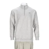 【NEW BALANCE】男款 灰白色 運動 休閒 毛圈布 棉質 美規 半開襟 上衣 長袖 MT43501AHH