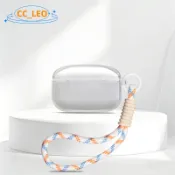 適用於 Anker Soundcore AeroClip 保護套透明軟保護套可愛掛繩適用於 Soundcore Aero