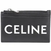 CELINE 賽琳 字母印花小牛皮卡片夾/零錢包(黑色)