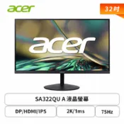 [欣亞購物網] 【原廠福利品】【32型】Acer SA322QU A 液晶螢幕 (DP/HDMI/IPS/2K/1ms/75Hz/FreeSync/薄邊框/無喇叭/三年保固)-MM.V16TT.001