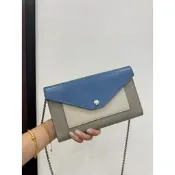 celine Pocket WOC 藍灰 拼色 信封包 斜背包 肩背包 手拿包 長夾 皮夾 鏈條包 帶鏈包