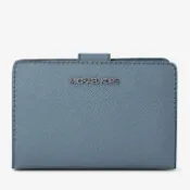 MICHAEL KORS 經典雙層中夾 十字紋防刮真皮 雙折錢包 長夾 皮夾 M16534 藍色MK(現貨)