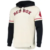 [現貨]美式球隊刺繡帽Tee 假二件 長袖連帽MLB波士頓紅襪Boston Red Soxs居家日常休閒 生日交換禮物