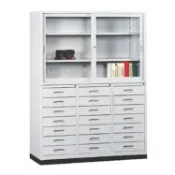 sindygo鑫蘭家具 【鑫蘭家具】玻璃拉門+21抽屜式L型公文櫃書櫃組W118*D40*H176cm 檔案櫃 展示櫃 收納櫃