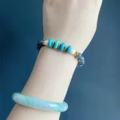 天然緬甸玉翡翠  松石 烏雞種 手鍊 禮物 天然石 設計款 閨