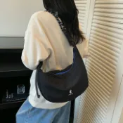全球選品1館 生活百貨 2025新款時尚百搭帆布包女大容量休閒通勤單肩斜後背包輕便餃子包