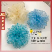 🌞隔日到貨🌞夏日檸檬海鹽網紗大腸圈 少女髮飾 網紗髮圈 馬尾 丸子頭 髮飾 頭飾 髮圈 髮繩 渡假風 女生髮圈 造型髮圈