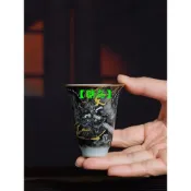 高檔 送禮 景德鎮 墨彩 老陶泥 穿雲龍 聞香杯 主人杯 功夫茶杯