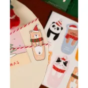 可愛動物小卡8枚 可愛書籤書卡 聖誕小卡片掛飾 8枚/張 DIY裝飾卡片 烘焙曲奇牛軋糖霜餅乾包裝禮物盒 DIY裝飾卡片