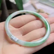 冰種 天然翡翠 緬甸 A玉 玉鐲 • 冰種飄花翡翠貴妃鐲