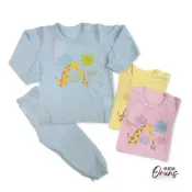 (店+)【Oluna 歐露娜】台灣製 哈哈熊 純棉薄長袖 幼童睡衣 套裝 男童睡衣 女童睡衣 寶寶睡衣 冷氣房 居家服