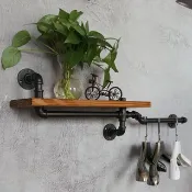 復古工業風水管置物架牆上收納架花瓶裝飾架衣架