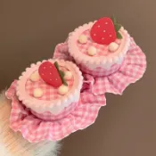 🎀新款髮飾🎀可愛粉色草莓生日蛋糕發夾女搞怪卡通發卡拍照氛圍感道具夾子頭飾