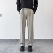 高級感西裝褲男 春季垂墜感西裝褲抗皺免燙寬鬆直筒商務休閒褲子