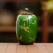 秋水蘭花 茶葉罐 陶瓷 茶葉儲存罐 空罐 防潮密封罐 小茶倉 單個 茶葉罐 密封罐 陶瓷罐