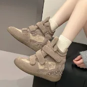 白鳥麗子 [現貨快出] 內增高 休閒運動風星星拚接鉚釘魔鬼氈厚底球鞋