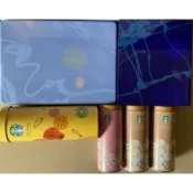 ［鐵罐鐵盒系列］星巴克 圓柱 日本yoku moku雪茄蛋捲 鐵盒 鐵罐 收納盒