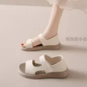 🌟臺灣出貨🌟平底涼鞋女夏季兩穿孕婦外穿軟底運動休閒包跟沙灘魔術貼羅馬涼鞋 涼鞋女 羅馬涼鞋 平底涼鞋 渡假涼鞋