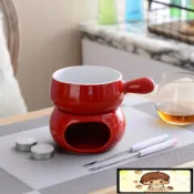 冰淇淋火鍋套裝 帶柄奶酪火鍋爐 陶瓷芝士火鍋 巧克力火鍋爐的爐 巧克力鍋 陶瓷不沾鍋 起司火鍋 迷你火鍋 巧克力鍋組