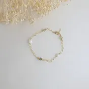 【手環】14K 包金 注金   蛇紋石 珍珠手鍊