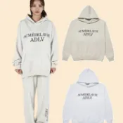新品🔥潮韩版高品质韓國現adlv24秋冬寬松休閑潮流連帽衛衣男女情侶長袖 480克