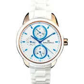 大高雄鐘錶城 Max Max MAS7003S-8時尚白陶藍三眼多功能陶瓷腕錶/白面37mm｜樂天領券現折★全館特惠中★指定刷卡回饋10%