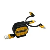 【DEWALT 得偉】三合一 伸縮 充電傳輸線 3ft MFi認證(承襲得偉耐用的設計及工藝 公司貨)