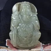 珍珠林~關聖帝君(關公)玉珮~A貨緬甸翠玉 #241