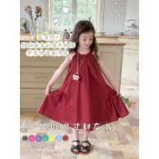 🐻Abby家🐻棉麻洋裝～韓版氣質削肩大裙擺中長裙連身洋裝 母女裝大童中童小童