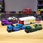 (店+)『拖板車 貨櫃車 合金模型』平板拖車玩具車 救援車 拖吊車玩具車 合金拖車模型車 迴力車 汽車玩具
