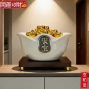 💰玄和緣堂💰金元寶聚寶盆招財聚財擺件客廳玄關鞋櫃裝飾喬遷開業禮物 招財進寶 風生水起 招財流水