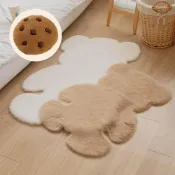 (店+)【MYUMYU 沐慕家居】地墊抱枕氛圍二件組(小熊毛絨地墊+巧克力曲奇餅乾抱枕) 寢室地墊 地毯 仿兔絨地墊 餅乾抱枕 抱枕 地墊